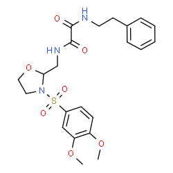 ChemSpider 2D Image | N-({3-[(3,4-Dimethoxyphenyl)sulfonyl]-1,3-oxazolidin-2-yl}methyl)-N'-(2-phenylethyl)ethanediamide | C22H27N3O7S