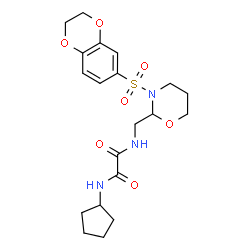 ChemSpider 2D Image | N-Cyclopentyl-N'-{[3-(2,3-dihydro-1,4-benzodioxin-6-ylsulfonyl)-1,3-oxazinan-2-yl]methyl}ethanediamide | C20H27N3O7S