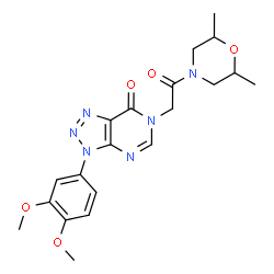 ChemSpider 2D Image | 3-(3,4-Dimethoxyphenyl)-6-[2-(2,6-dimethyl-4-morpholinyl)-2-oxoethyl]-3,6-dihydro-7H-[1,2,3]triazolo[4,5-d]pyrimidin-7-one | C20H24N6O5