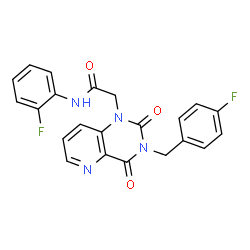 ChemSpider 2D Image | 2-[3-(4-Fluorobenzyl)-2,4-dioxo-3,4-dihydropyrido[3,2-d]pyrimidin-1(2H)-yl]-N-(2-fluorophenyl)acetamide | C22H16F2N4O3