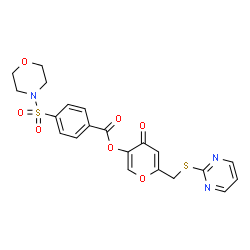 ChemSpider 2D Image | 4-Oxo-6-[(2-pyrimidinylsulfanyl)methyl]-4H-pyran-3-yl 4-(4-morpholinylsulfonyl)benzoate | C21H19N3O7S2