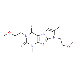 ChemSpider 2D Image | 3,8-Bis(2-methoxyethyl)-1,7-dimethyl-1H-imidazo[2,1-f]purine-2,4(3H,8H)-dione | C15H21N5O4