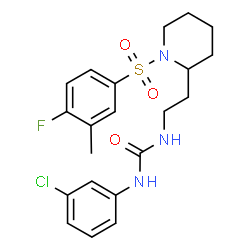 ChemSpider 2D Image | 1-(3-Chlorophenyl)-3-(2-{1-[(4-fluoro-3-methylphenyl)sulfonyl]-2-piperidinyl}ethyl)urea | C21H25ClFN3O3S