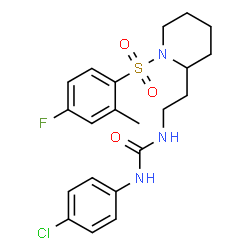 ChemSpider 2D Image | 1-(4-Chlorophenyl)-3-(2-{1-[(4-fluoro-2-methylphenyl)sulfonyl]-2-piperidinyl}ethyl)urea | C21H25ClFN3O3S