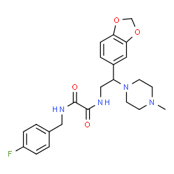 ChemSpider 2D Image | N-[2-(1,3-Benzodioxol-5-yl)-2-(4-methyl-1-piperazinyl)ethyl]-N'-(4-fluorobenzyl)ethanediamide | C23H27FN4O4