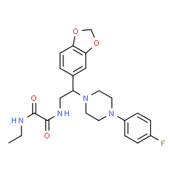 ChemSpider 2D Image | N-{2-(1,3-Benzodioxol-5-yl)-2-[4-(4-fluorophenyl)-1-piperazinyl]ethyl}-N'-ethylethanediamide | C23H27FN4O4