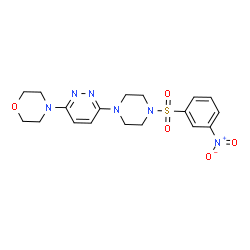 ChemSpider 2D Image | 4-(6-{4-[(3-Nitrophenyl)sulfonyl]-1-piperazinyl}-3-pyridazinyl)morpholine | C18H22N6O5S