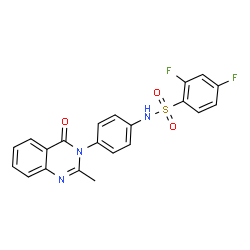 ChemSpider 2D Image | 2,4-Difluoro-N-[4-(2-methyl-4-oxo-3(4H)-quinazolinyl)phenyl]benzenesulfonamide | C21H15F2N3O3S