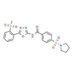 ChemSpider 2D Image | N-{5-[2-(Methylsulfonyl)phenyl]-1,3,4-oxadiazol-2-yl}-4-(1-pyrrolidinylsulfonyl)benzamide | C20H20N4O6S2
