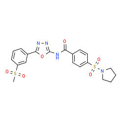 ChemSpider 2D Image | N-{5-[3-(Methylsulfonyl)phenyl]-1,3,4-oxadiazol-2-yl}-4-(1-pyrrolidinylsulfonyl)benzamide | C20H20N4O6S2