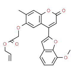 ChemSpider 2D Image | Allyl {[4-(7-methoxy-1-benzofuran-2-yl)-7-methyl-2-oxo-2H-chromen-6-yl]oxy}acetate | C24H20O7