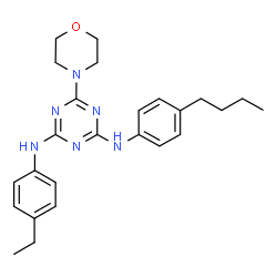 ChemSpider 2D Image | N-(4-Butylphenyl)-N'-(4-ethylphenyl)-6-(4-morpholinyl)-1,3,5-triazine-2,4-diamine | C25H32N6O