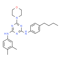 ChemSpider 2D Image | N-(4-Butylphenyl)-N'-(3,4-dimethylphenyl)-6-(4-morpholinyl)-1,3,5-triazine-2,4-diamine | C25H32N6O
