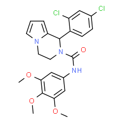 ChemSpider 2D Image | 1-(2,4-Dichlorophenyl)-N-(3,4,5-trimethoxyphenyl)-3,4-dihydropyrrolo[1,2-a]pyrazine-2(1H)-carboxamide | C23H23Cl2N3O4