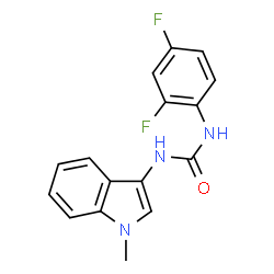 ChemSpider 2D Image | 1-(2,4-Difluorophenyl)-3-(1-methyl-1H-indol-3-yl)urea | C16H13F2N3O