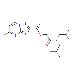 ChemSpider 2D Image | 2-(Diisobutylamino)-2-oxoethyl 5,7-dimethyl[1,2,4]triazolo[1,5-a]pyrimidine-2-carboxylate | C18H27N5O3