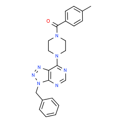 ChemSpider 2D Image | [4-(3-Benzyl-3H-[1,2,3]triazolo[4,5-d]pyrimidin-7-yl)-1-piperazinyl](4-methylphenyl)methanone | C23H23N7O