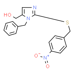 ChemSpider 2D Image | {1-Benzyl-2-[(4-nitrobenzyl)sulfanyl]-1H-imidazol-5-yl}methanol | C18H17N3O3S