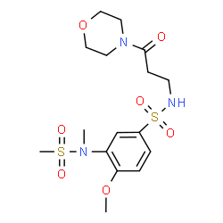 ChemSpider 2D Image | 4-Methoxy-3-[methyl(methylsulfonyl)amino]-N-[3-(4-morpholinyl)-3-oxopropyl]benzenesulfonamide | C16H25N3O7S2