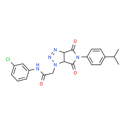 ChemSpider 2D Image | N-(3-Chlorophenyl)-2-[5-(4-isopropylphenyl)-4,6-dioxo-4,5,6,6a-tetrahydropyrrolo[3,4-d][1,2,3]triazol-1(3aH)-yl]acetamide | C21H20ClN5O3