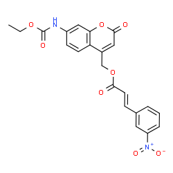 ChemSpider 2D Image | {7-[(Ethoxycarbonyl)amino]-2-oxo-2H-chromen-4-yl}methyl (2E)-3-(3-nitrophenyl)acrylate | C22H18N2O8