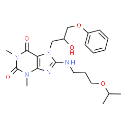 ChemSpider 2D Image | 7-(2-Hydroxy-3-phenoxypropyl)-8-[(3-isopropoxypropyl)amino]-1,3-dimethyl-3,7-dihydro-1H-purine-2,6-dione | C22H31N5O5