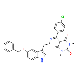 ChemSpider 2D Image | (E)-5-((2-(5-(benzyloxy)-1H-indol-3-yl)ethylimino)(4-chlorophenyl)methyl)-1,3-dimethylpyrimidine-2,4,6(1H,3H,5H)-trione | C30H27ClN4O4