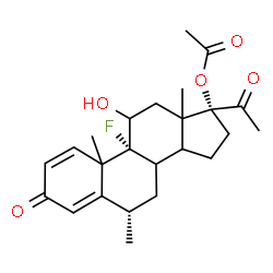 ChemSpider 2D Image | (6alpha,8xi,10xi,13xi,14xi)-9-Fluoro-11-hydroxy-6-methyl-3,20-dioxopregna-1,4-dien-17-yl acetate | C24H31FO5
