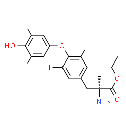 ChemSpider 2D Image | Ethyl O-(4-hydroxy-3,5-diiodophenyl)-3,5-diiodo-alpha-methyl-L-tyrosinate | C18H17I4NO4