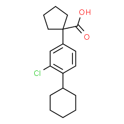 ChemSpider 2D Image | 1-(3-Chloro-4-cyclohexylphenyl)cyclopentanecarboxylic acid | C18H23ClO2