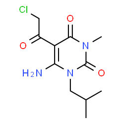 ChemSpider 2D Image | 6-Amino-5-(2-chloro-acetyl)-1-isobutyl-3-methyl-1H-pyrimidine-2,4-dione | C11H16ClN3O3