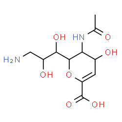 ChemSpider 2D Image | 5-Acetamido-6-(3-amino-1,2-dihydroxypropyl)-2,6-anhydro-3,5-dideoxyhex-2-enonic acid | C11H18N2O7