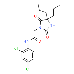 ChemSpider 2D Image | N-(2,4-Dichlorophenyl)-2-(2,5-dioxo-4,4-dipropyl-1-imidazolidinyl)acetamide | C17H21Cl2N3O3