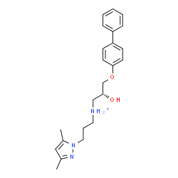 ChemSpider 2D Image | (2R)-3-(4-Biphenylyloxy)-N-[3-(3,5-dimethyl-1H-pyrazol-1-yl)propyl]-2-hydroxy-1-propanaminium | C23H30N3O2