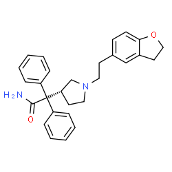 ChemSpider 2D Image | 2-{(3R)-1-[2-(2,3-Dihydro-1-benzofuran-5-yl)ethyl]-3-pyrrolidinyl}-2,2-diphenylacetamide | C28H30N2O2