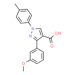ChemSpider 2D Image | 3-(3-Methoxyphenyl)-1-(4-methylphenyl)-1H-pyrazole-4-carboxylic acid | C18H16N2O3