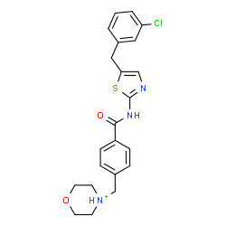 ChemSpider 2D Image | 4-(4-{[5-(3-Chlorobenzyl)-1,3-thiazol-2-yl]carbamoyl}benzyl)morpholin-4-ium | C22H23ClN3O2S