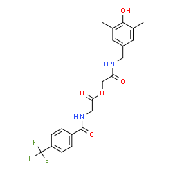 ChemSpider 2D Image | 2-[(4-Hydroxy-3,5-dimethylbenzyl)amino]-2-oxoethyl N-[4-(trifluoromethyl)benzoyl]glycinate | C21H21F3N2O5