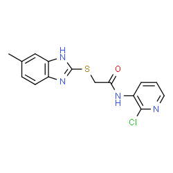 ChemSpider 2D Image | N-(2-Chloro-3-pyridinyl)-2-[(6-methyl-1H-benzimidazol-2-yl)sulfanyl]acetamide | C15H13ClN4OS