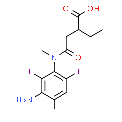 ChemSpider 2D Image | 4-[(3-Amino-2,4,6-triiodophenyl)(methyl)amino]-2-ethyl-4-oxobutanoic acid | C13H15I3N2O3
