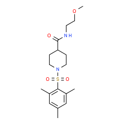 ChemSpider 2D Image | 1-(Mesitylsulfonyl)-N-(2-methoxyethyl)-4-piperidinecarboxamide | C18H28N2O4S
