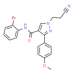 ChemSpider 2D Image | N-(2-Bromophenyl)-1-(2-cyanoethyl)-3-(4-methoxyphenyl)-1H-pyrazole-4-carboxamide | C20H17BrN4O2