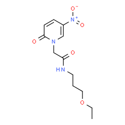 ChemSpider 2D Image | N-(3-Ethoxypropyl)-2-(5-nitro-2-oxo-1(2H)-pyridinyl)acetamide | C12H17N3O5