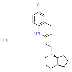 ChemSpider 2D Image | N-(4-Chloro-2-methylphenyl)-3-[(4aR,7aS)-octahydro-1H-cyclopenta[b]pyridin-1-yl]propanamide hydrochloride (1:1) | C18H26Cl2N2O