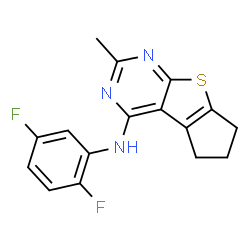 ChemSpider 2D Image | N-(2,5-Difluorophenyl)-2-methyl-6,7-dihydro-5H-cyclopenta[4,5]thieno[2,3-d]pyrimidin-4-amine | C16H13F2N3S
