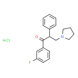 ChemSpider 2D Image | 1-(3-Fluorophenyl)-2-phenyl-3-(1-pyrrolidinyl)-1-propanone hydrochloride (1:1) | C19H21ClFNO