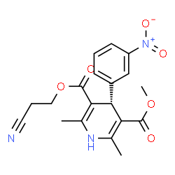 ChemSpider 2D Image | 2-Cyanoethyl methyl (4R)-2,6-dimethyl-4-(3-nitrophenyl)-1,4-dihydro-3,5-pyridinedicarboxylate | C19H19N3O6