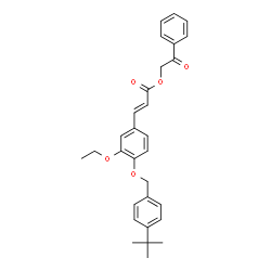 ChemSpider 2D Image | 2-Oxo-2-phenylethyl (2E)-3-(3-ethoxy-4-{[4-(2-methyl-2-propanyl)benzyl]oxy}phenyl)acrylate | C30H32O5