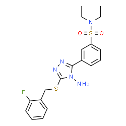 ChemSpider 2D Image | 3-{4-Amino-5-[(2-fluorobenzyl)sulfanyl]-4H-1,2,4-triazol-3-yl}-N,N-diethylbenzenesulfonamide | C19H22FN5O2S2