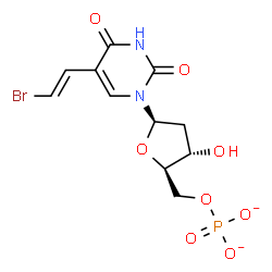 ChemSpider 2D Image | 5-[(E)-2-Bromovinyl]-2'-deoxy-5'-O-phosphonatouridine | C11H12BrN2O8P
